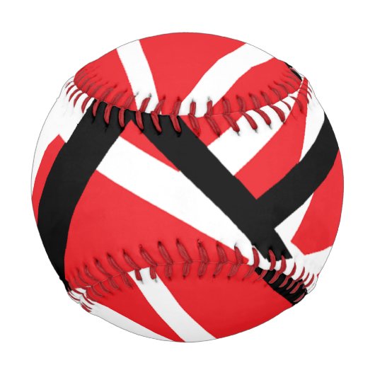 Balle De Baseball graphisme rouge, noir et blanc (Devant)
