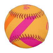 Balle De Baseball Gras Retro Stripes Nom Orange Rose (Dos)