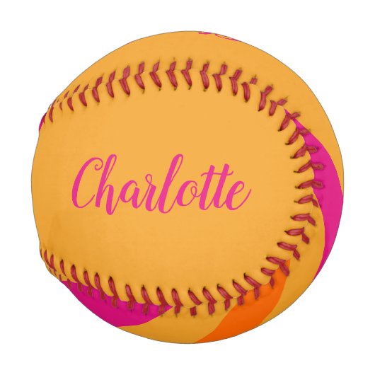 Balle De Baseball Gras Retro Stripes Nom Orange Rose (Dos Gauche)