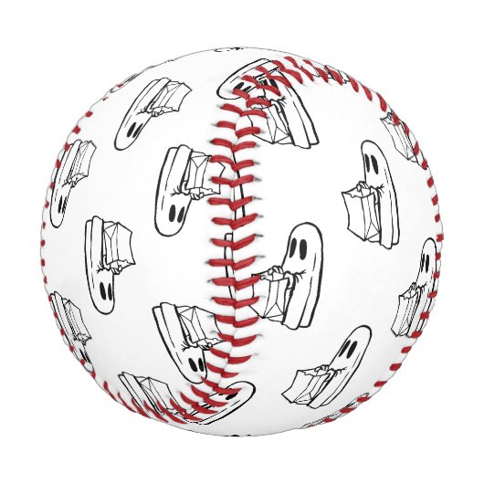 Balle De Baseball Halloween, Blancs Fantômes, Tricoter Ou Traiter, B (Angle)
