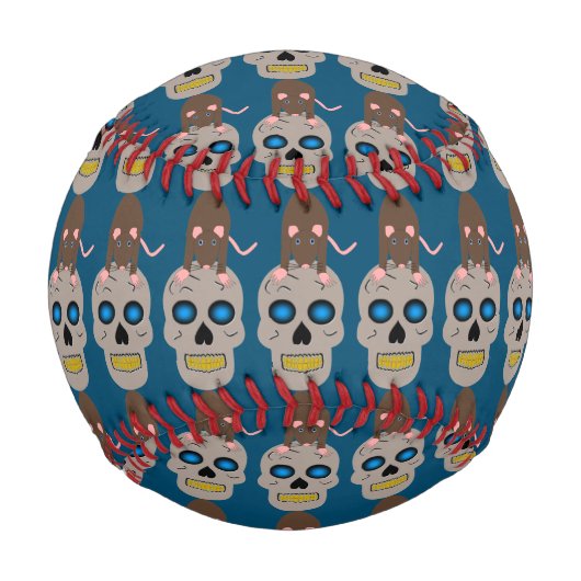 Balle De Baseball Halloween gothique du crâne et du rat (Dos)