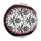 Balle De Baseball HALLOWEEN Noir Gothique Damas Modèle Nom du crâne (Devant Gauche)