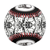 Balle De Baseball HALLOWEEN Noir Gothique Damas Motif Crâne (Devant)