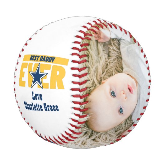 Balle De Baseball Happy Fathers Day Personalized Best Daddy Ever (Angle)