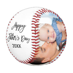 Balle De Baseball Happy Fête des pères 2 Photos Brush Script