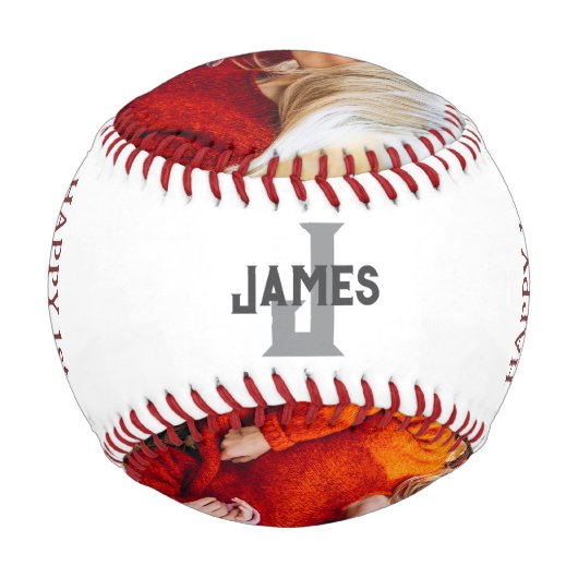 Balle De Baseball Happy First Fête des pères Custom Photo & message (Dos)