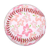 Balle De Baseball Hibiscus Rose, Fleurs Roses, Motif De Fleurs (Devant Gauche)