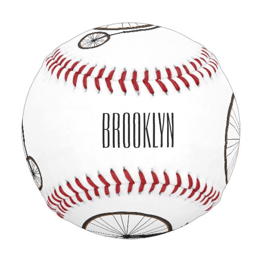 Balle De Baseball High wheel bicycle cartoon illustration (Dos)