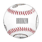 Balle De Baseball High wheel bicycle cartoon illustration (Devant)