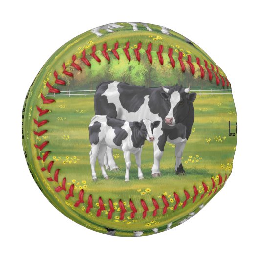 Balle De Baseball Holstein Cow & Cute Calf (Devant Gauche)