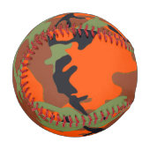 Balle De Baseball Hunter Orange & Camouflage Vert Motif Baseball (Devant Gauche)