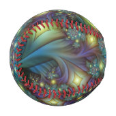 Balle De Baseball Illuminé Abstrait brillant Turquoise violet Fracta (Devant Gauche)