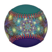 Balle De Baseball Illuminé bleu violet moderne Fractal Art Nom (Dos)