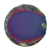 Balle De Baseball Illuminé bleu violet moderne Fractal Art Nom (Devant Gauche)