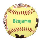 Balle De Baseball Illustration de panda rouge mignon (Dos)
