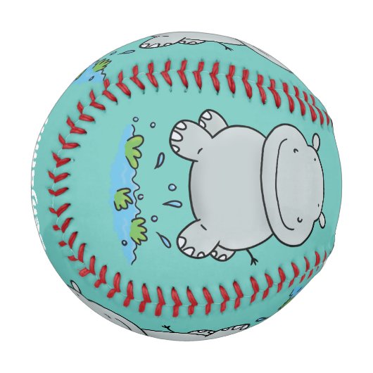 Balle De Baseball Illustration de saut en hippo mignon (Devant Gauche)