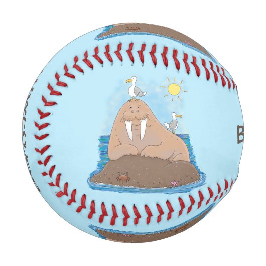 Balle De Baseball Illustration drôle de morse joyeux (Devant Gauche)