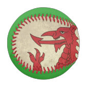 Balle De Baseball Illustration du drapeau Grunge Welsh Dragon (Devant Gauche)