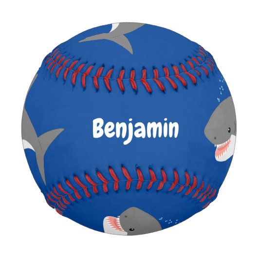 Balle De Baseball Illustration joyeuse du grand requin blanc (Dos)