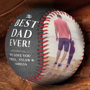 Balle De Baseball Impression cuir noir Meilleur Papa 2 Photos Collag