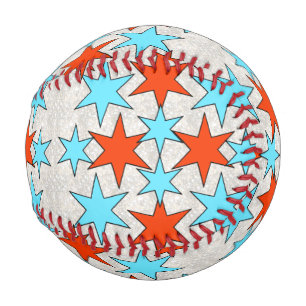 Balle De Baseball Impression d'étoile bleue et rouge