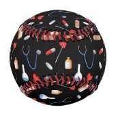 Balle De Baseball Infirmière Motif en médecine noire mignonne (Dos)