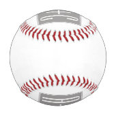 Balle De Baseball Initiales de couple modifiables | Blanc et gris (Dos)