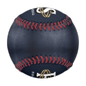 Balle De Baseball Initiales Monogramme Orbite Or Sur Mesure Toute Co (Dos)