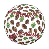 Balle De Baseball Irish Coffee Beans and Shamrocks Funny Design (Dos)