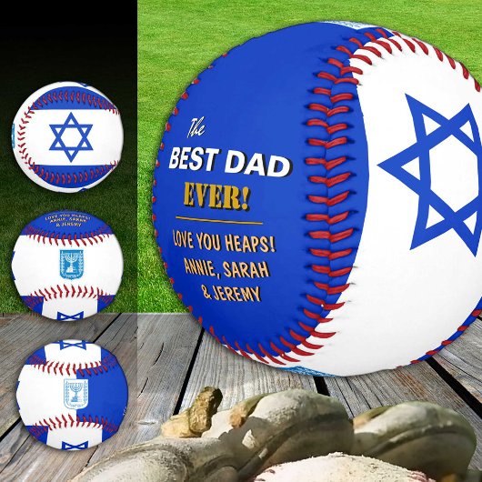 Balle De Baseball Israël meilleur papa, patriotique, drapeau israéli