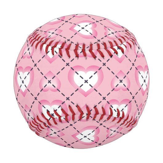 Balle De Baseball Jacquard des Coeurs rose et blanc (Dos)