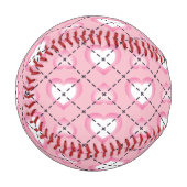 Balle De Baseball Jacquard des Coeurs rose et blanc (Devant Gauche)