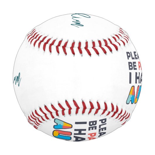 Balle De Baseball J'Ai Autisme Script Personnalisé Nom Moderne (Devant)