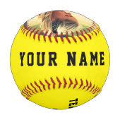 Balle de Baseball Jaune avec Nom de l'Équipe Numér (Dos)