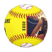 Balle de Baseball Jaune avec Nom de l'Équipe Numér (Devant)