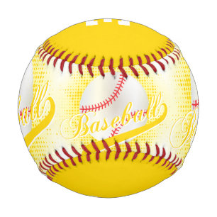 Balle De Baseball Jaune White Retro Baseball Sports