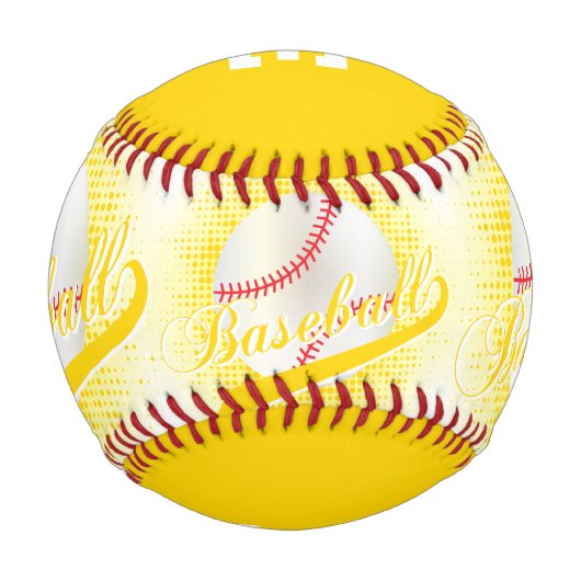 Balle De Baseball Jaune | White Retro Baseball Sports (Dos)