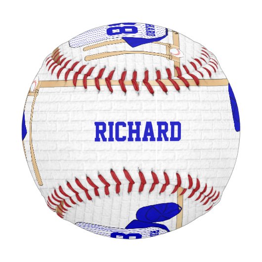 Balle De Baseball Jersey de baseball bleu et blanc personnalisé (Dos)