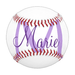 Balle De Baseball jeté simple minimal ajouter nom monogramme rose ro
