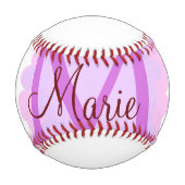 Balle De Baseball jeté simple minimal ajouter nom monogramme rose ro (Dos)