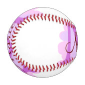 Balle De Baseball jeté simple minimal ajouter nom monogramme rose ro (Devant Gauche)