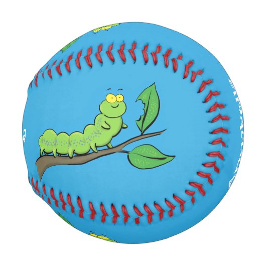 Balle De Baseball Joli dessin animé de chenille verte mignonne (Devant Droite)