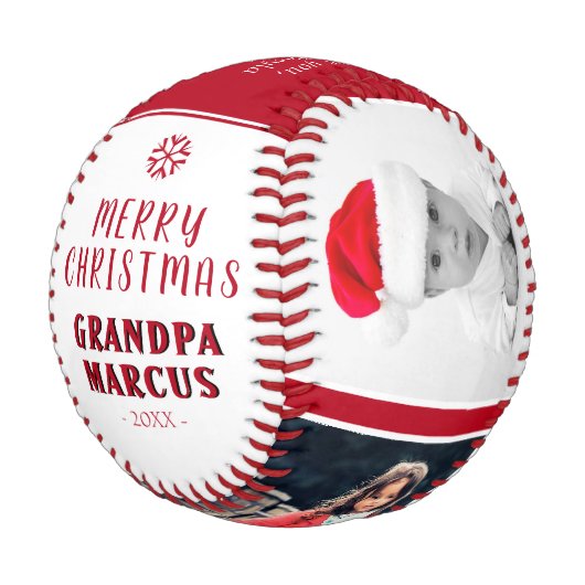 Balle De Baseball Joli Noël Grand-père 3 Photo Collage (Angle)