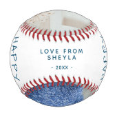 Balle De Baseball Jolie 1ère Fête du Père Script Blanc 2 Photo Colla (Dos)