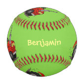 Balle De Baseball Jolie vache heureuse conduisant un dessin animé de (Dos)