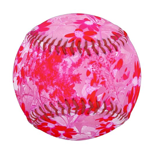 Balle De Baseball Jolies fleurs rouges (Devant)