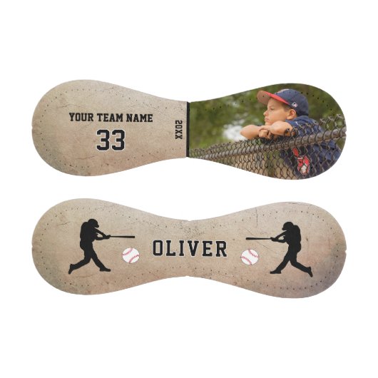 Balle De Baseball Joueur rustique Silhouette Nom Numéro Photo (Panneaux)