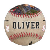 Balle De Baseball Joueur rustique Silhouette Nom Numéro Photo (Dos)