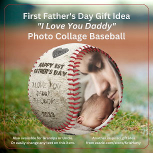 Balle De Baseball Joyeuse 1ère Fête des pères Daddy Photo Collage Ke