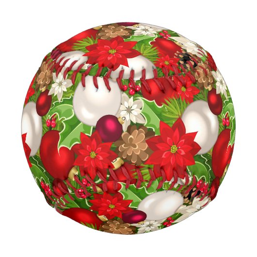 Balle De Baseball Joyeuses Fêtes de Baseball (Devant)